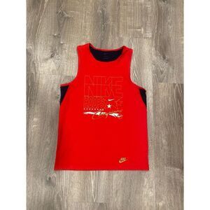 Men's S Nike Basketball Tank Top Red Hoops Graphic Athletic‎ Sleeveless Shirt